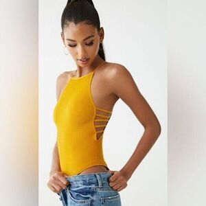 FOREVER 21 GOLD RIBBED BODYSUIT